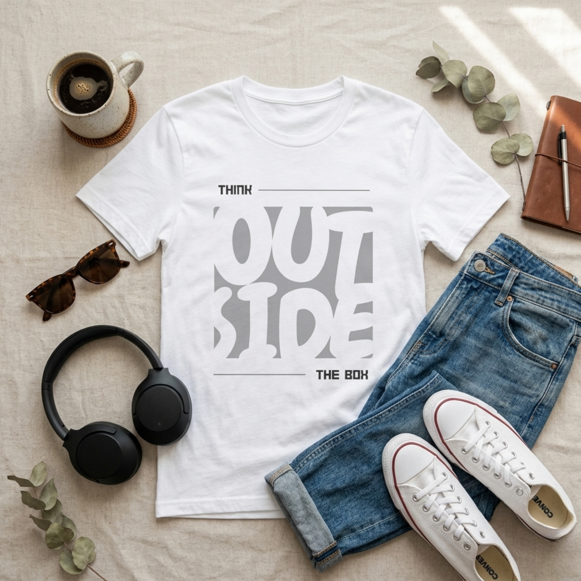 Think Outside The Box Oversized Graphic T-Shirt