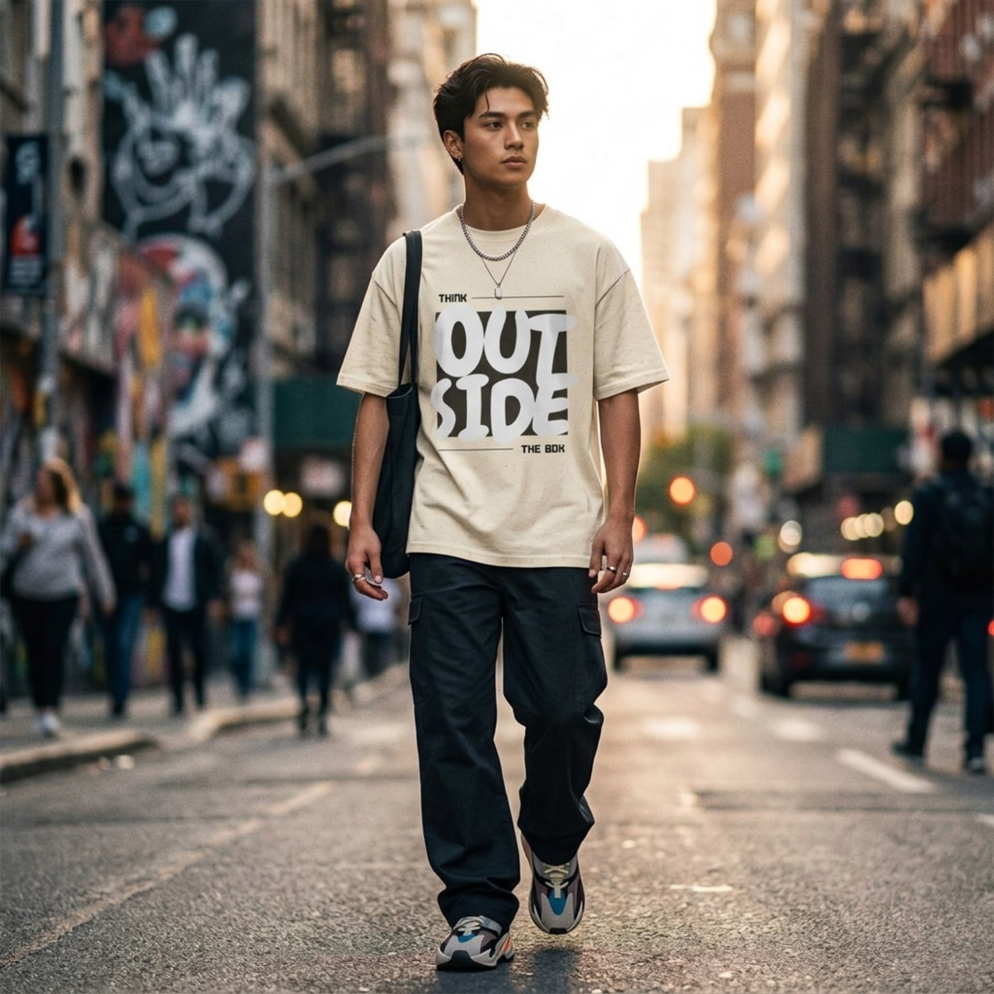 Think Outside The Box Oversized Graphic T-Shirt
