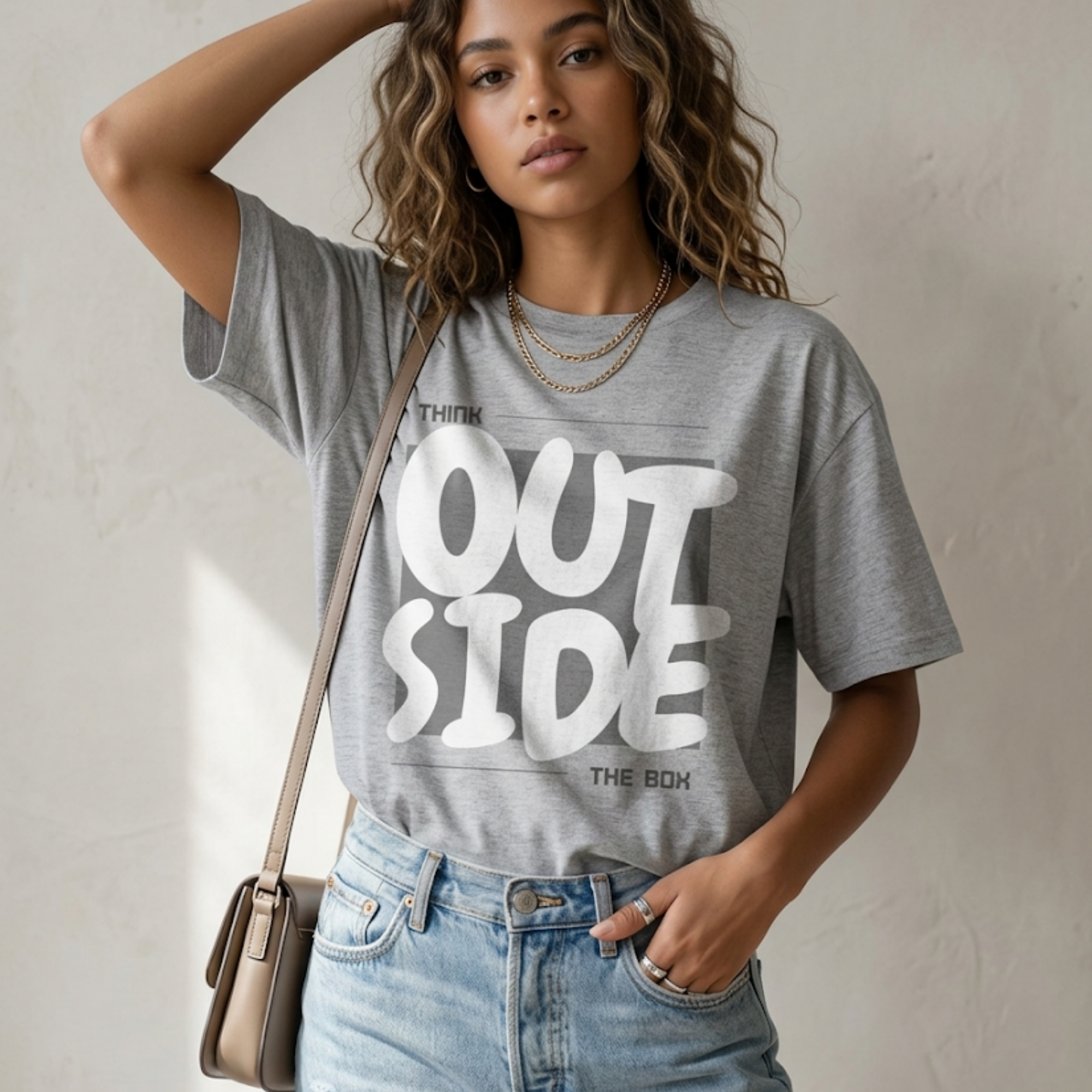 Think Outside The Box Oversized Graphic T-Shirt