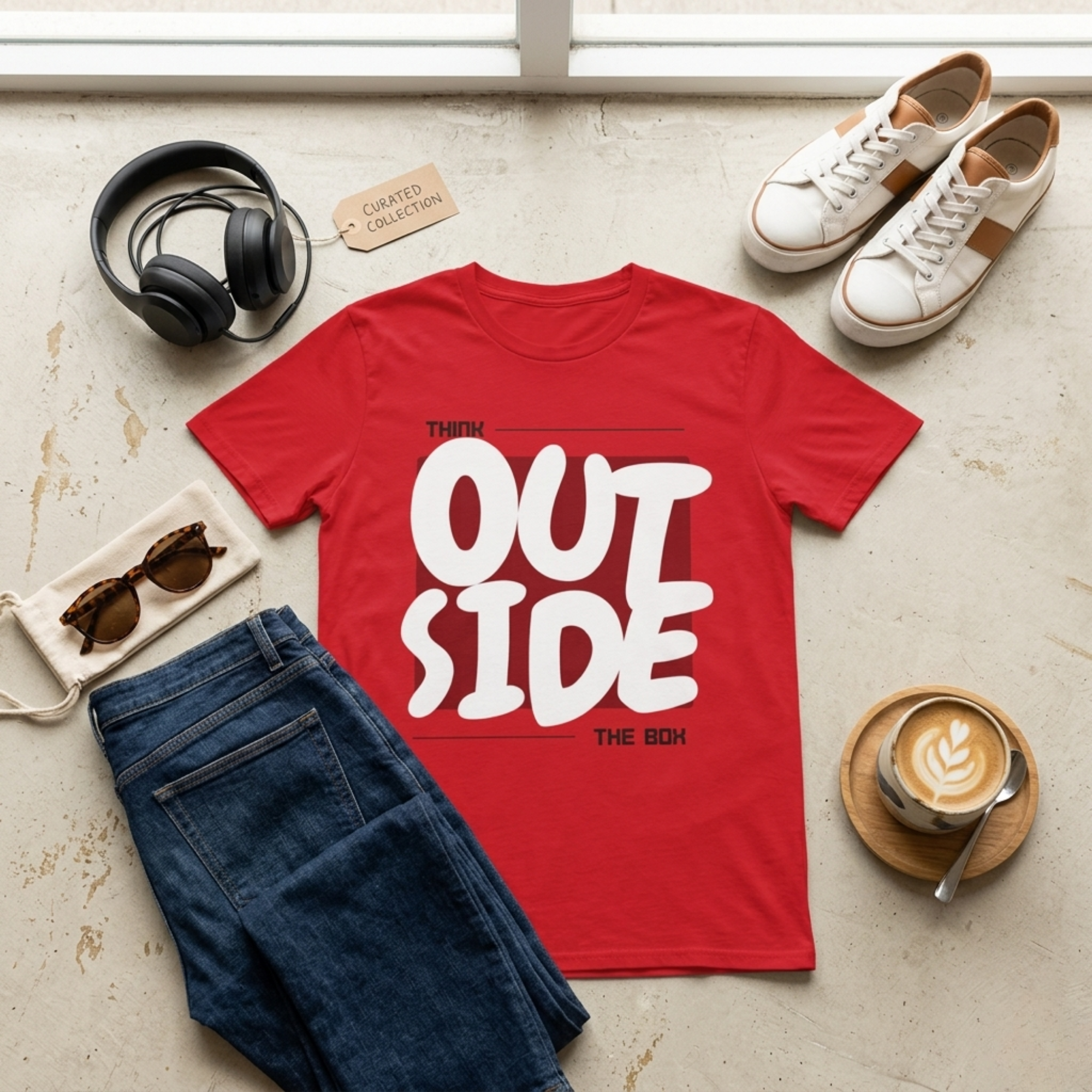 Think Outside The Box Oversized Graphic T-Shirt